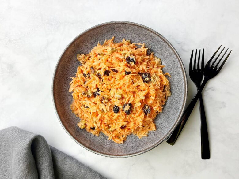 Carrot salad with cranberries and walnuts