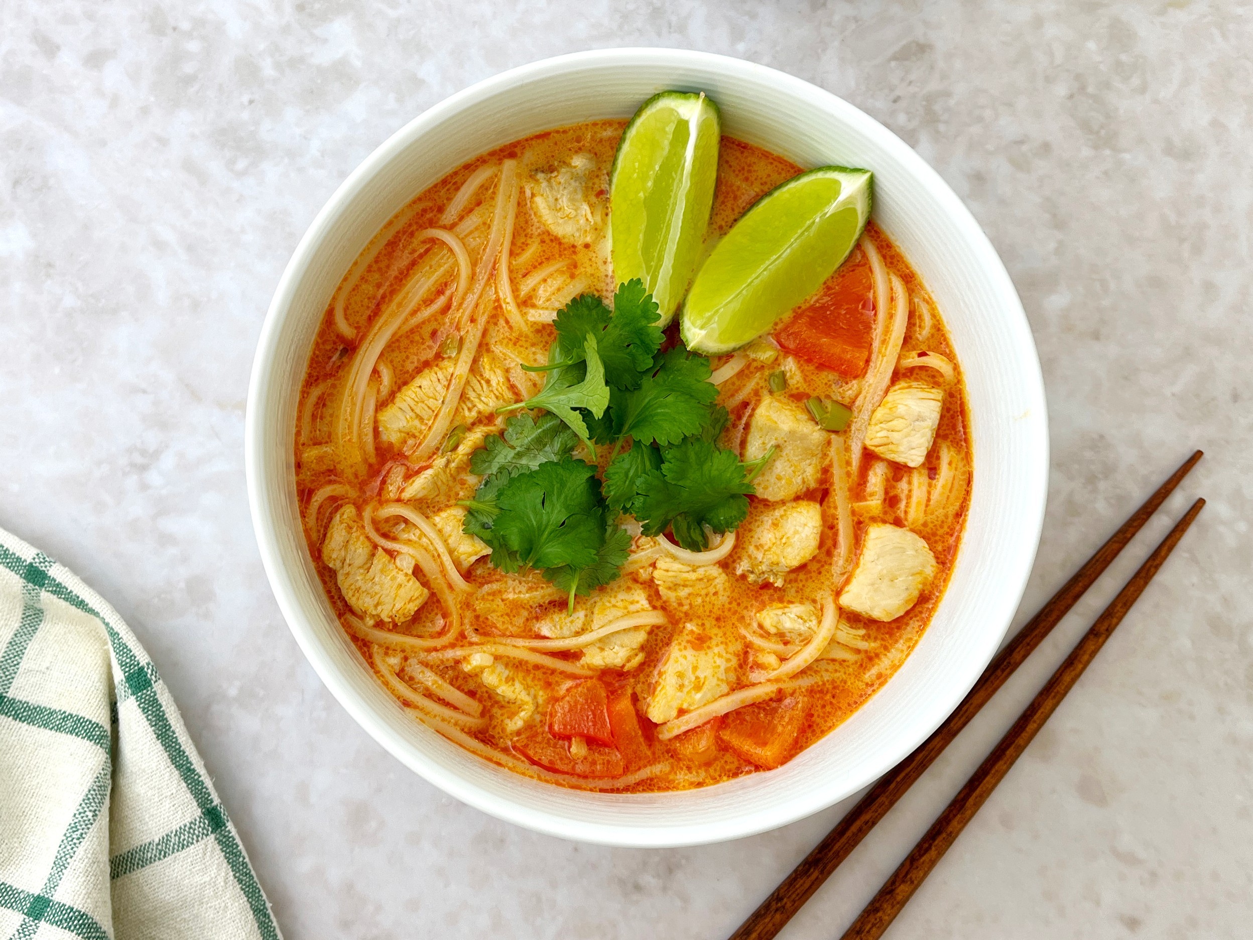 Thai red curry chicken noodle soup