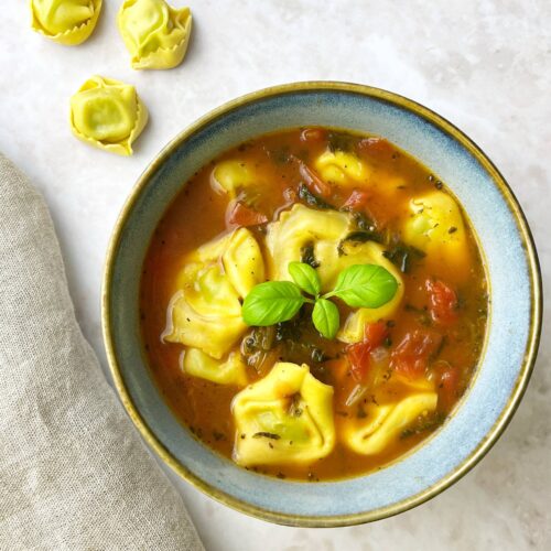 Tortellini and spinach soup