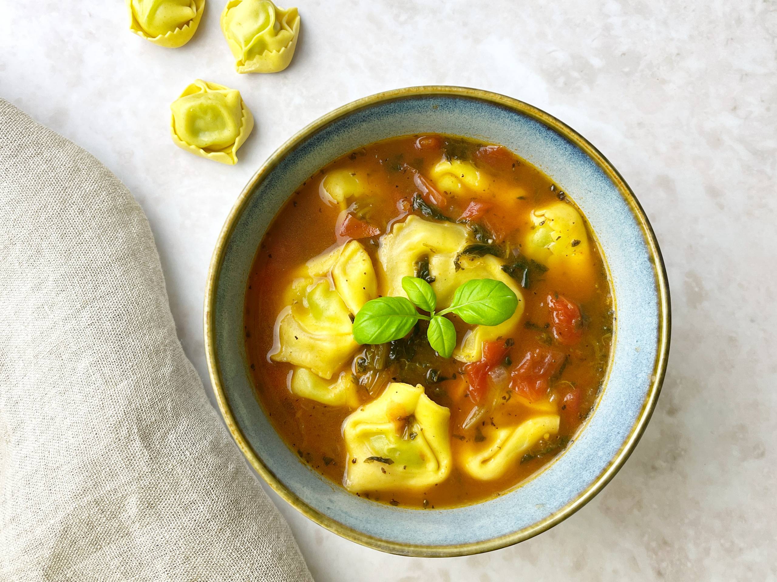 Tortellini and spinach soup