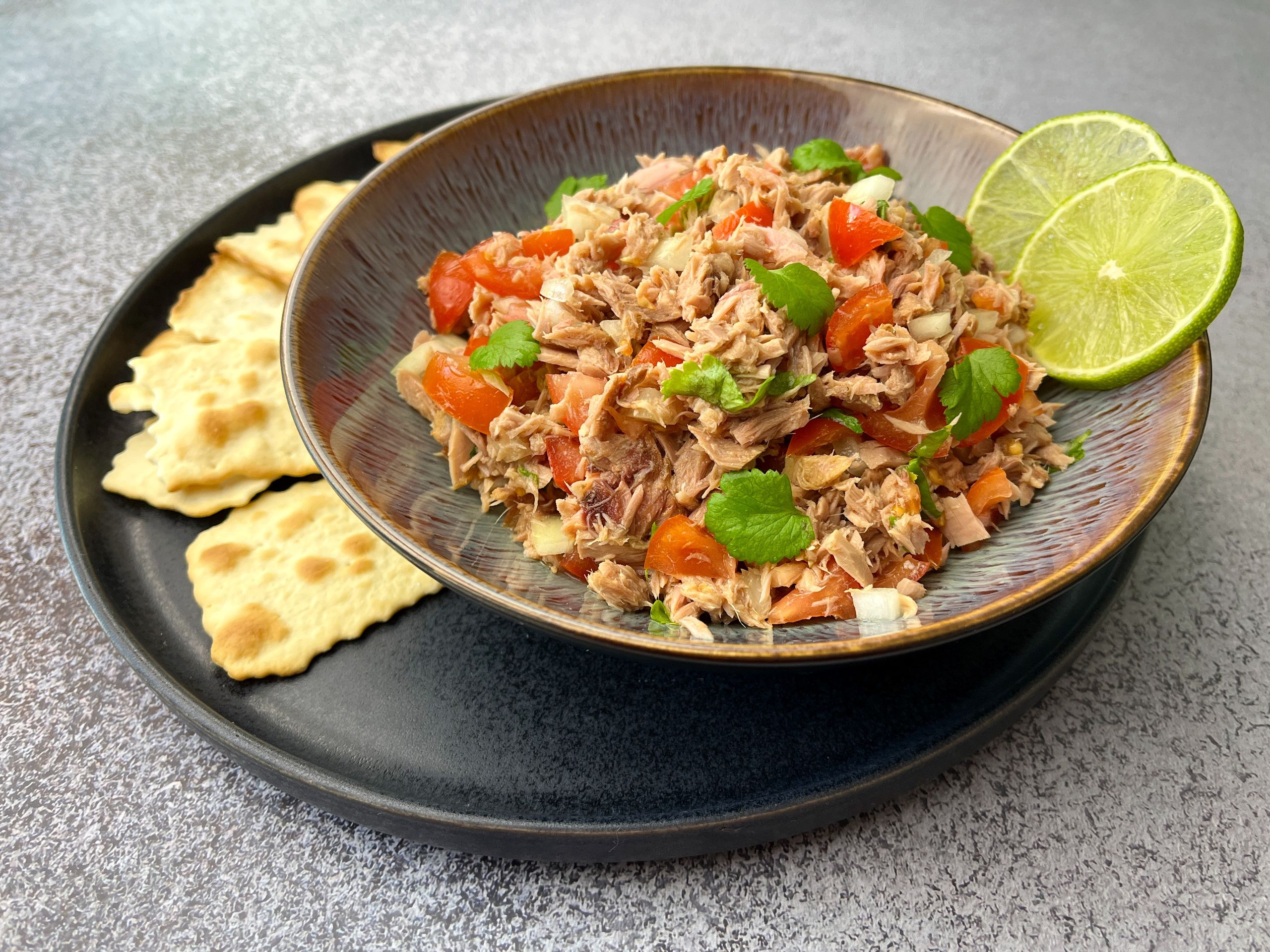 Tuna, tomatoes and onion salad